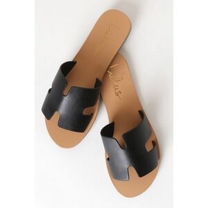 Lulus Saxon Black Slide Sandals - Size 10